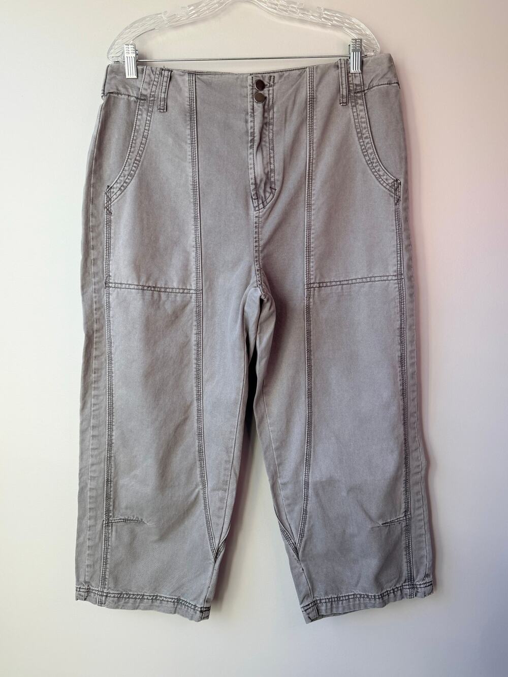 Oli & Hali Size XL Cropped Wide Leg Barrel Canvas Pants